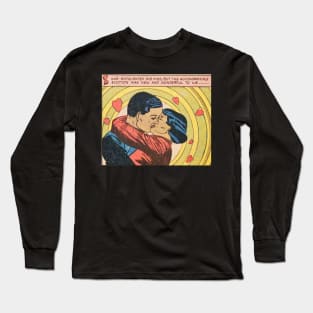 Comic book art black couple kissing Long Sleeve T-Shirt